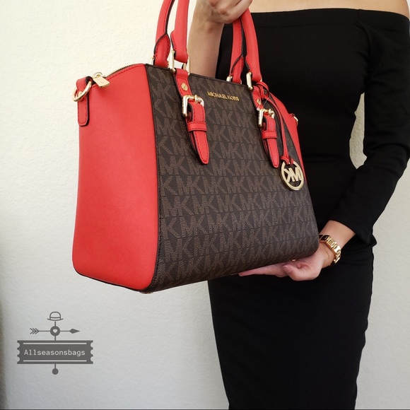 NWT MICHAEL KORS CIARA LARGE SATCHEL SANGRIA BROWN - Picture 3 of 8